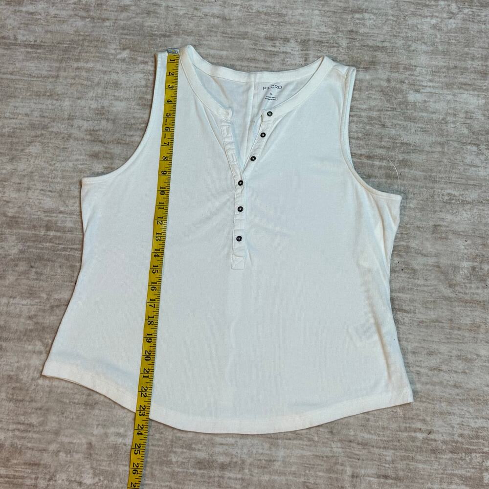 Pilcro Womens XL White Ribbed Sleeveless V-neck Button Tank Top New Basic Casual - Picture 6 of 9